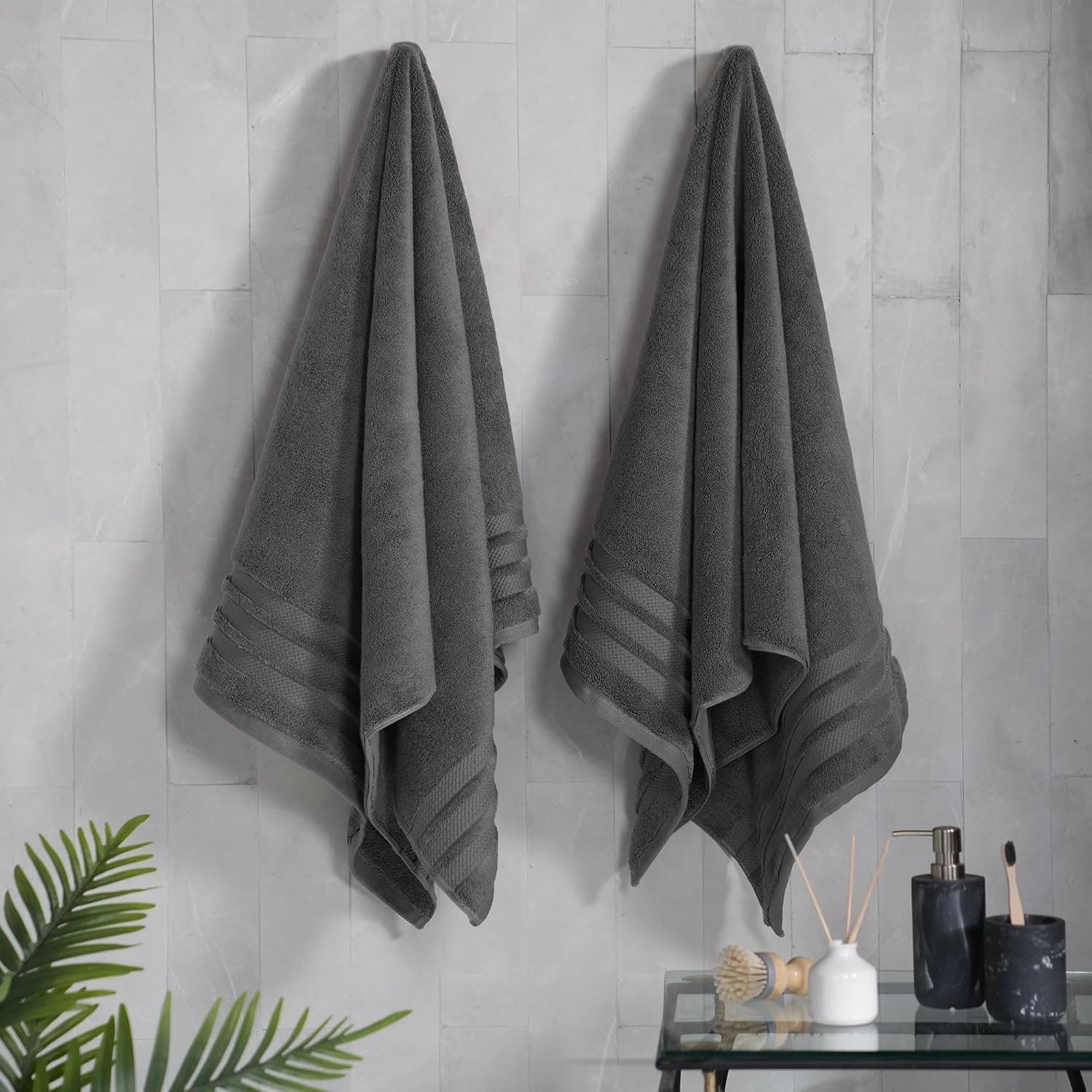 Mytrident Finesse 100% Cotton Bath Towels 1200 Gsm (Charcoal) -2 Piece