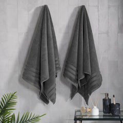 Mytrident Finesse 100% Cotton Bath Towels 1200 Gsm (Charcoal) -2 Piece