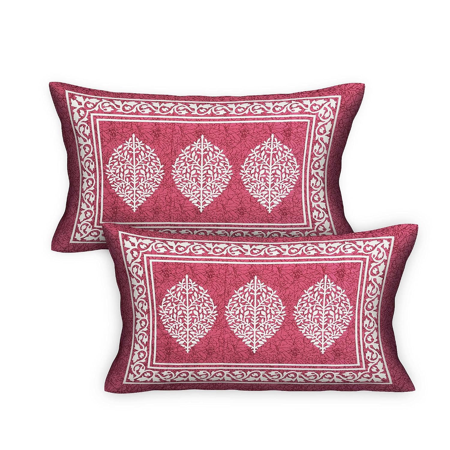 Cotton Double Bedsheet For King Size With Two Matching Pillow Covers - 90 X 94 Inches, Pink | Super Soft Breathable & Wrinkle Free