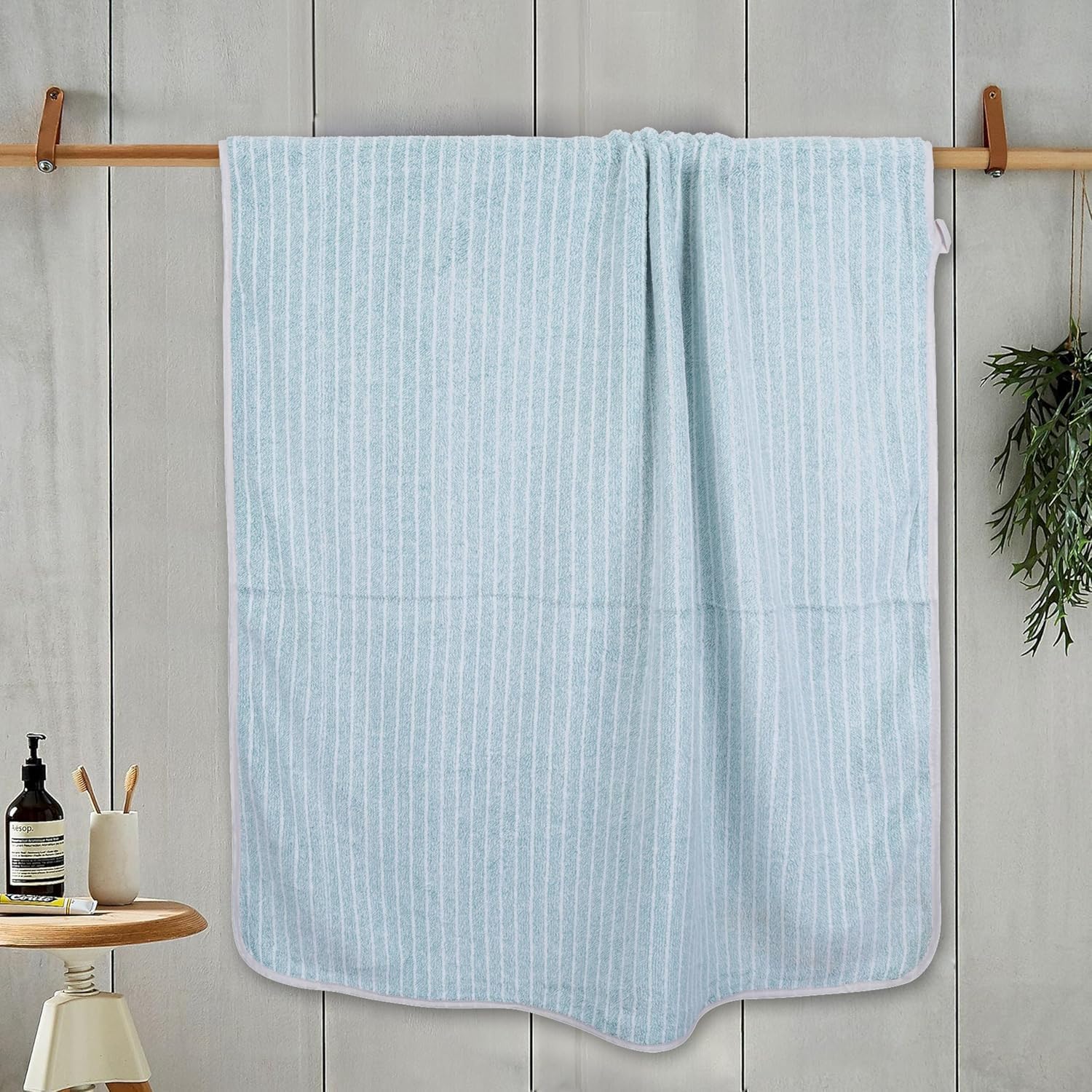 Black Gold The Finer Touch Microfiber Striped Hand Towel 600 Gsm | Soft & Quick Dry, Lightweight & Absorbent Face Towel (Green) - Pack Of 3