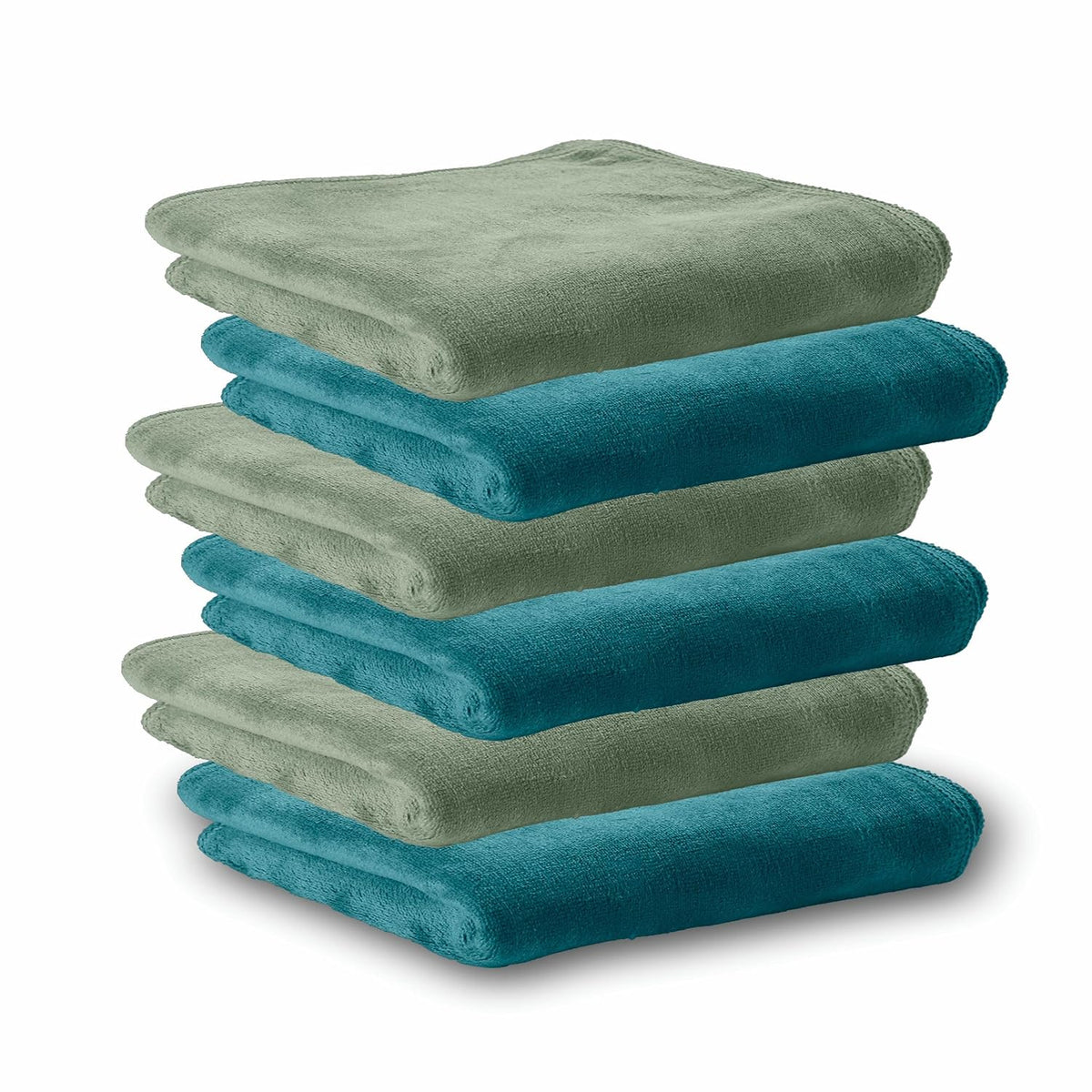 Housse Microfiber Hand Towel 1200 Gsm | Premium Quality Towels Ultra Absorbent & Anti-Bacterial For Gym (Pacific Green & Lily PAD) - Pack Of 6