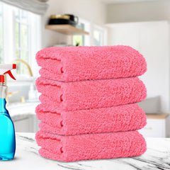 Kuber Industries Cleaning Towel 750 Gsm | Reusable & Water Absorbent Towels For Cleaning Glass, Kitchens & Bathrooms - Pack Of 4 (Pink)