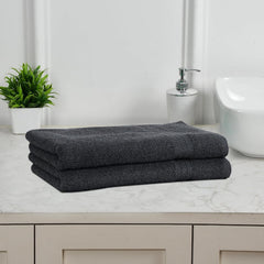 Fresh From Loom Luxury Fur Collection Hand Towel 500 Gsm Napkins Cotton High Absorbency Double Stitched Size (Blackish-Grey) - Set Of 2