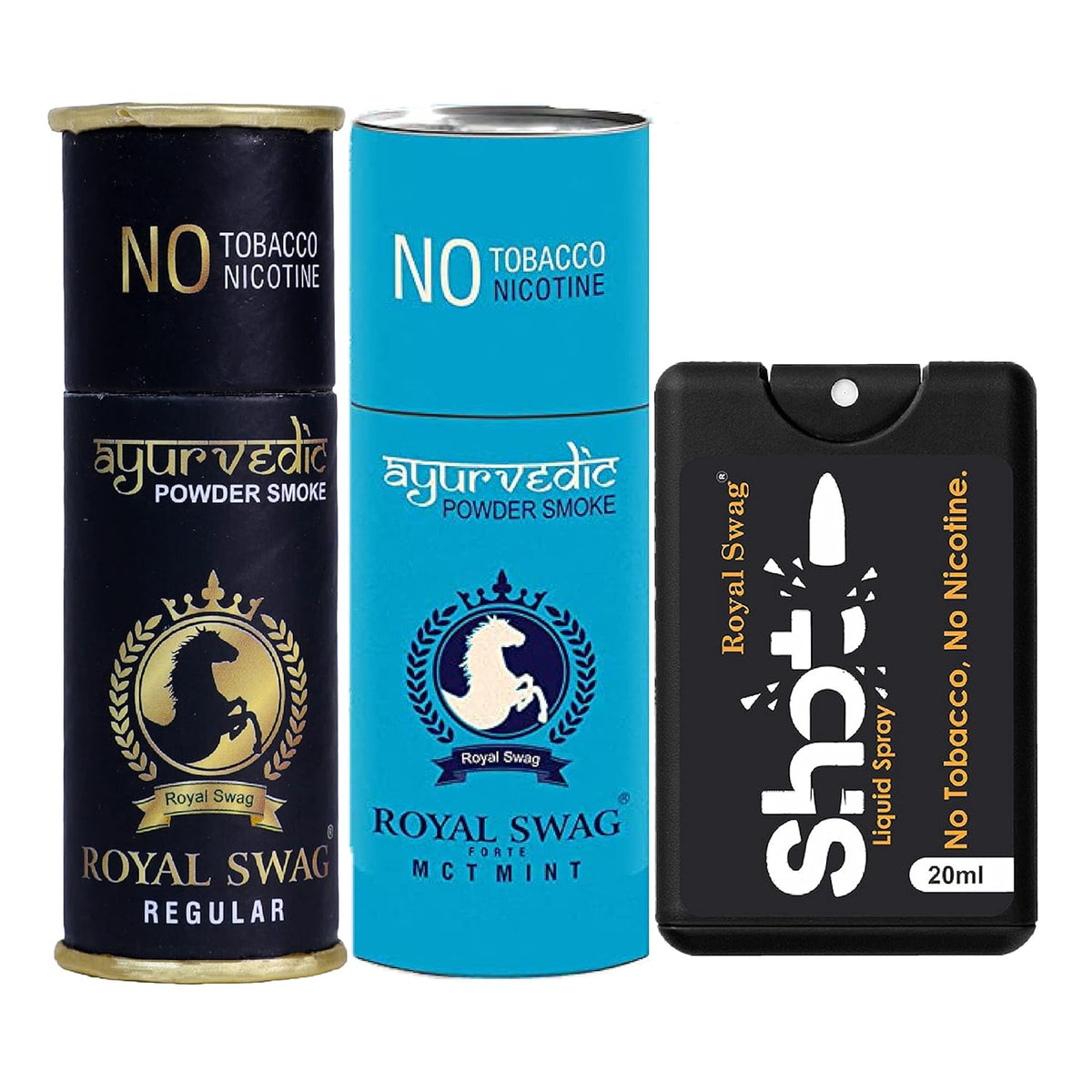 Royal Swag Ayurvedic & Herbal Cigarettes Regular Flavour & Mint Flavour (05 Sticks Each) With 20ml Shot Anti Addiction Spray - (10 Sticks)