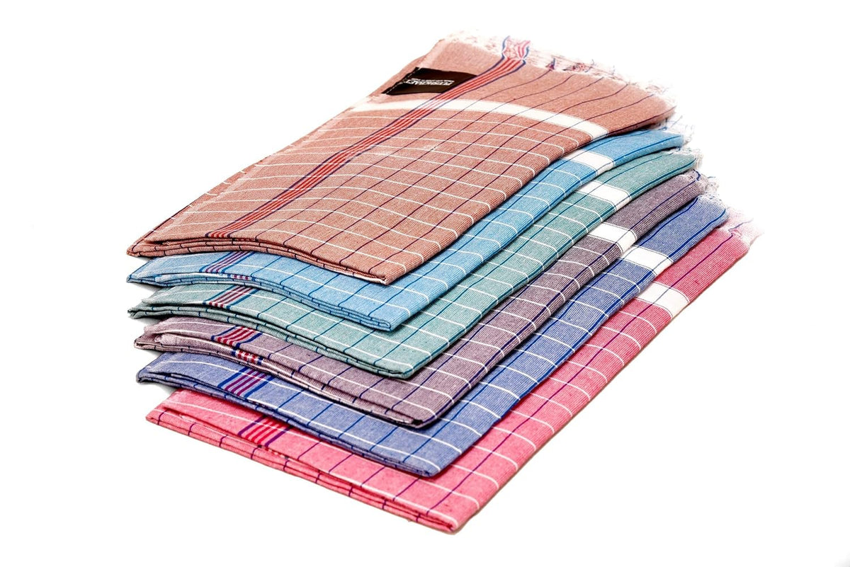 Plushcraft Cotton Bath Towel 480 Gsm | (Blue, Light Red, Green, Mud Colour, Sky Blue, Grey) Non-Terry, Ultra Absorbent Super Soft & Comfortable-Quick Drying Towel (Set Of 6)