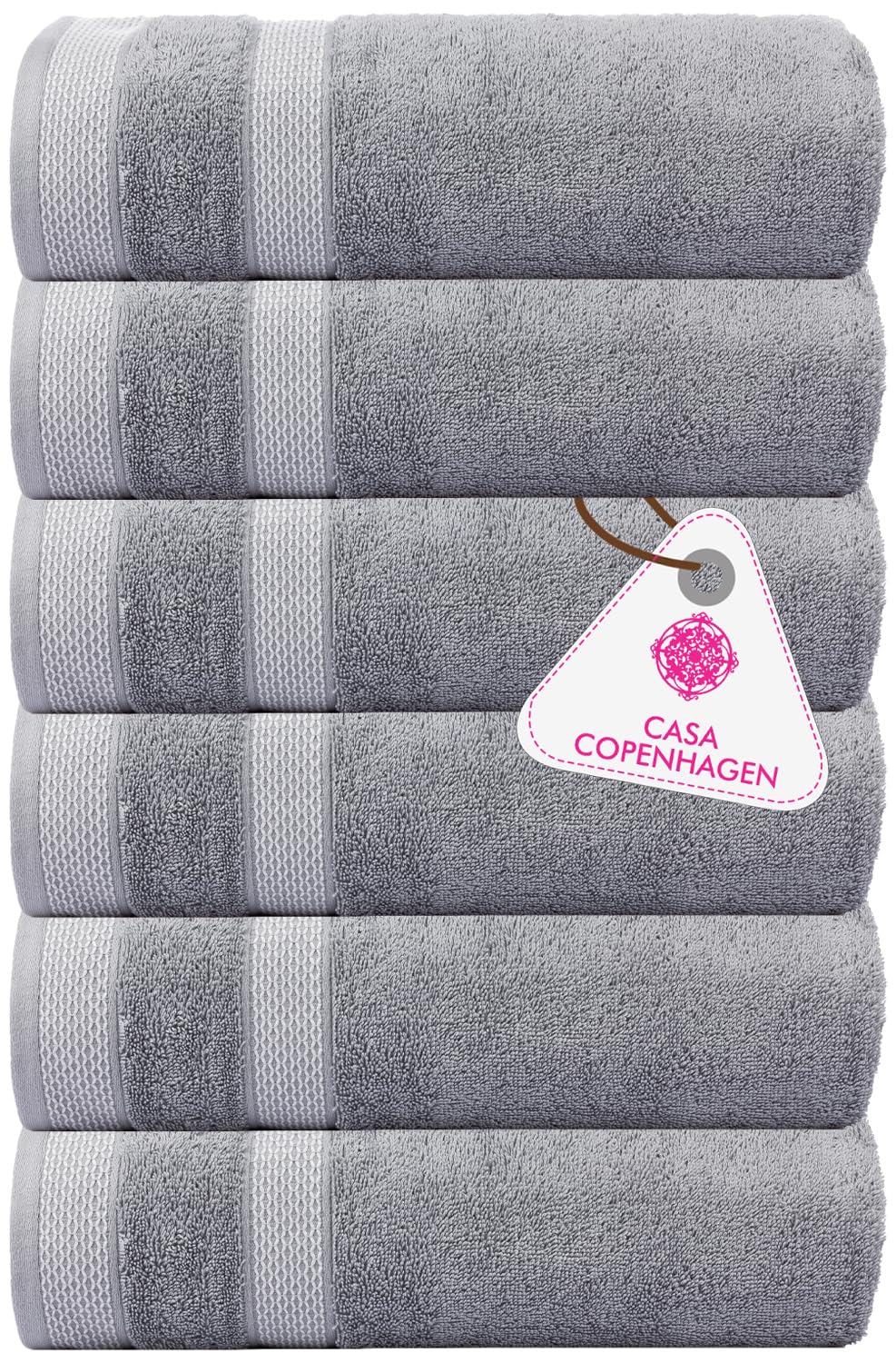 Casa Copenhagen Egyptian Cotton Solitaire Hand Towel 740 Gsm (Grey Violet)- Pack Of 6