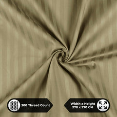Satin Stripes King Size Cotton Bedsheet With 2 Pillow Covers - 108 X 108 Inches, Brown | Perfect For Home Decor, Guest House | Ideal For All Seasons