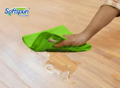 Softspun Microfiber Cleaning Cloths Towel Set 340 Gsm | Highly Absorbent Lint & Streak Free Multi-Purpose Wash Cloth For Kitchen Car Window Stainless Steel Silverware Pack Of 5 (Green)