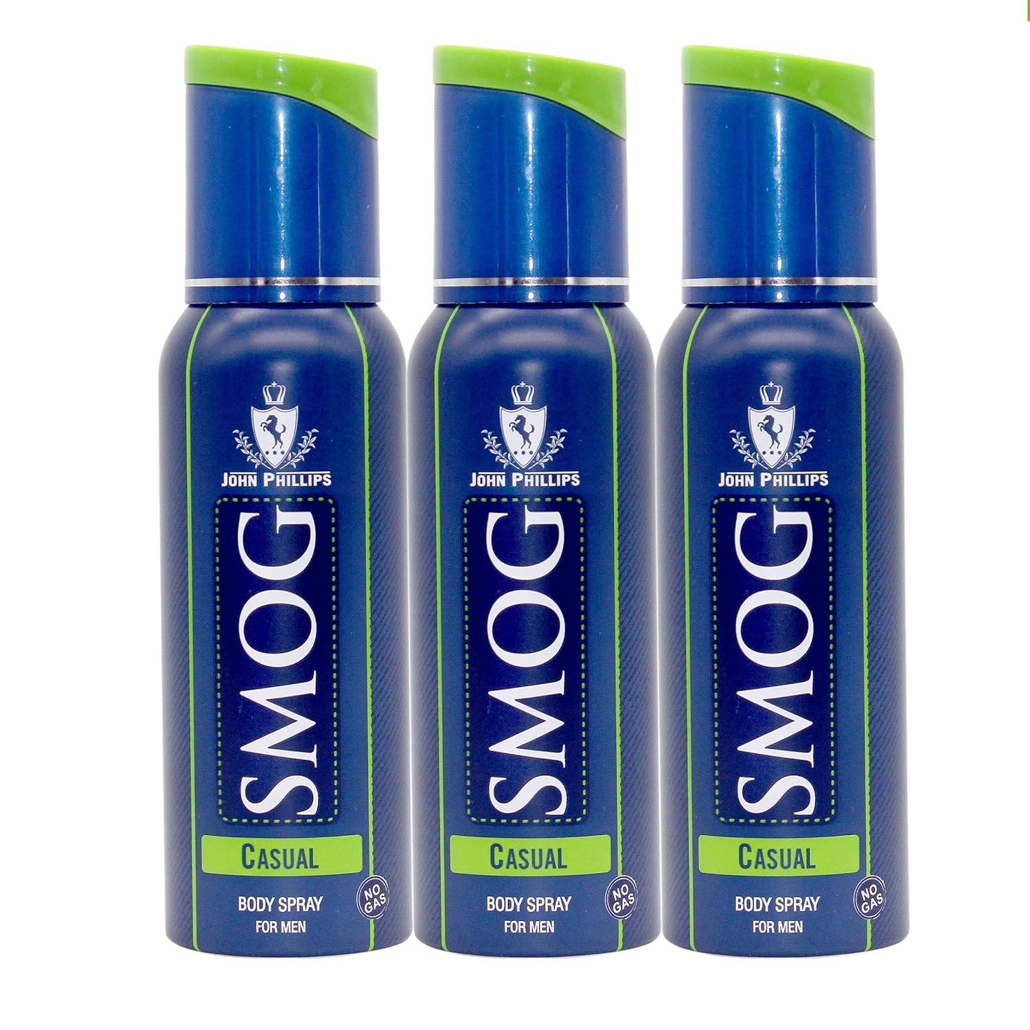 John Phillips Long Lasting No Gas Smog Casual Deodorant 120ml 4 Fl.oz. Each Pack Of 3 For Men