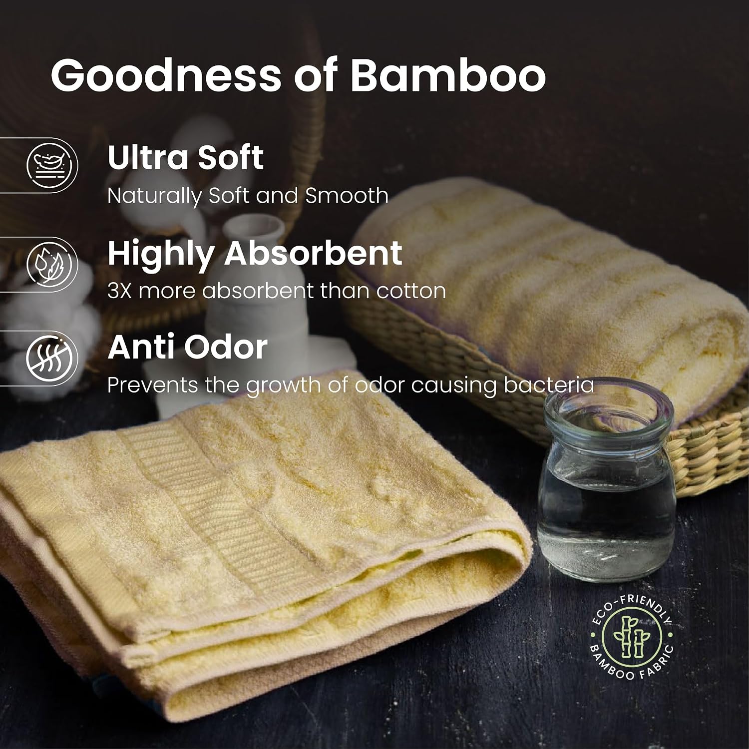 Mush Bamboo Hand Towels 600 Gsm | 100% Bamboo Gym Towel For Men & Women Workout Ultra Soft, Absorbent & Quick Dry Towel (Golden Brown)- Set Of 2