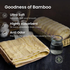 Mush 100% Bamboo Hand Towel 1200 Gsm | Ultra Soft, Absorbent, Quick Dry Towels For Facewash, Gym, Pool, Sports, & Travel - Golden Brown (Pack Of 6)