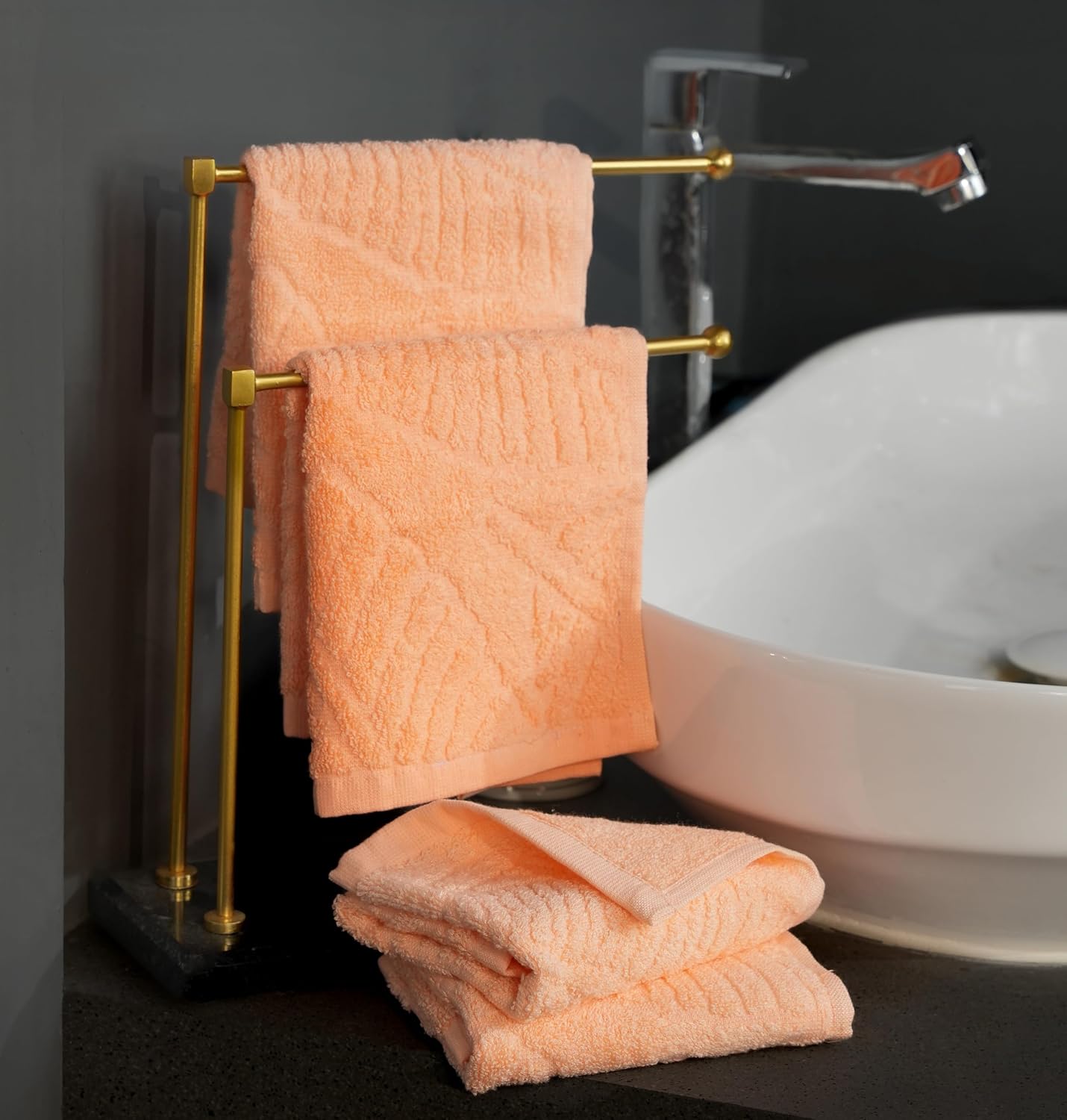 Musa Banana Face Towels 400 Gsm | Terry Face Towel With Free Bag | Super Soft & Ultra Absorbent Towels For Facewash (Peach Fuzz)- Set Of 4