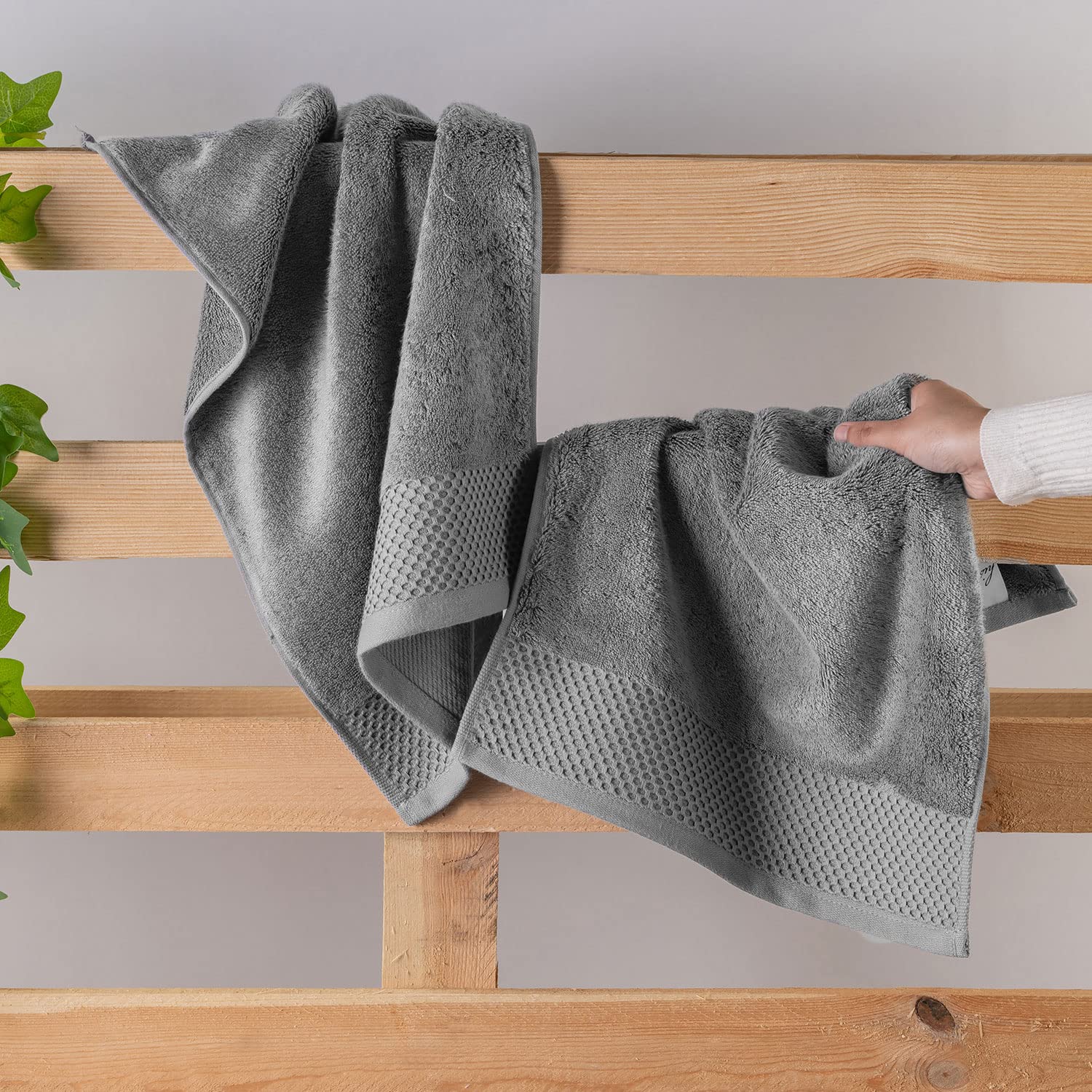 Spread Spain Hand Towels 500 Gsm | Micro Modal Large Size Highly Absorbent Soft Quick Dry Hand Towel (Grey) - 2 Pcs