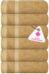 Casa Copenhagen Egyptian Cotton Solitaire Hand Towel 740 Gsm (Beige)- Pack Of 6