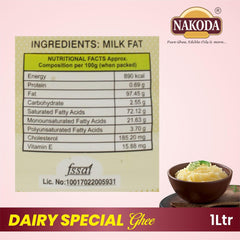 Pure Natural Dairy Special Desi Ghee By Nakoda | Good Source Of Vitamin A, Delicious Healthy & Nutritious Desi Ghee Perfect For Glowing Skin | (1 Litre) 33.8 Ounce | Jar Pack