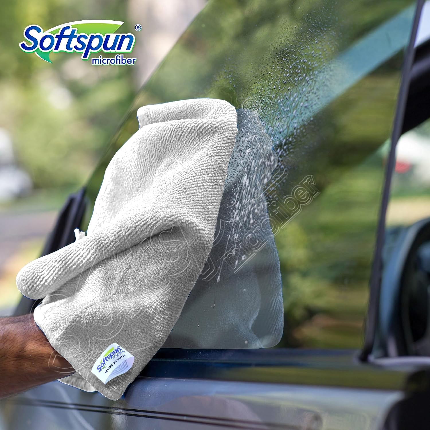 Softspun Microfiber Cloth 340 Gsm | Thick Lint & Streak-Free Multipurpose Cloths Automotive Microfibre Towels For Car Bike Cleaning Polishing Washing & Detailing (5 Pcs) | Multicolor