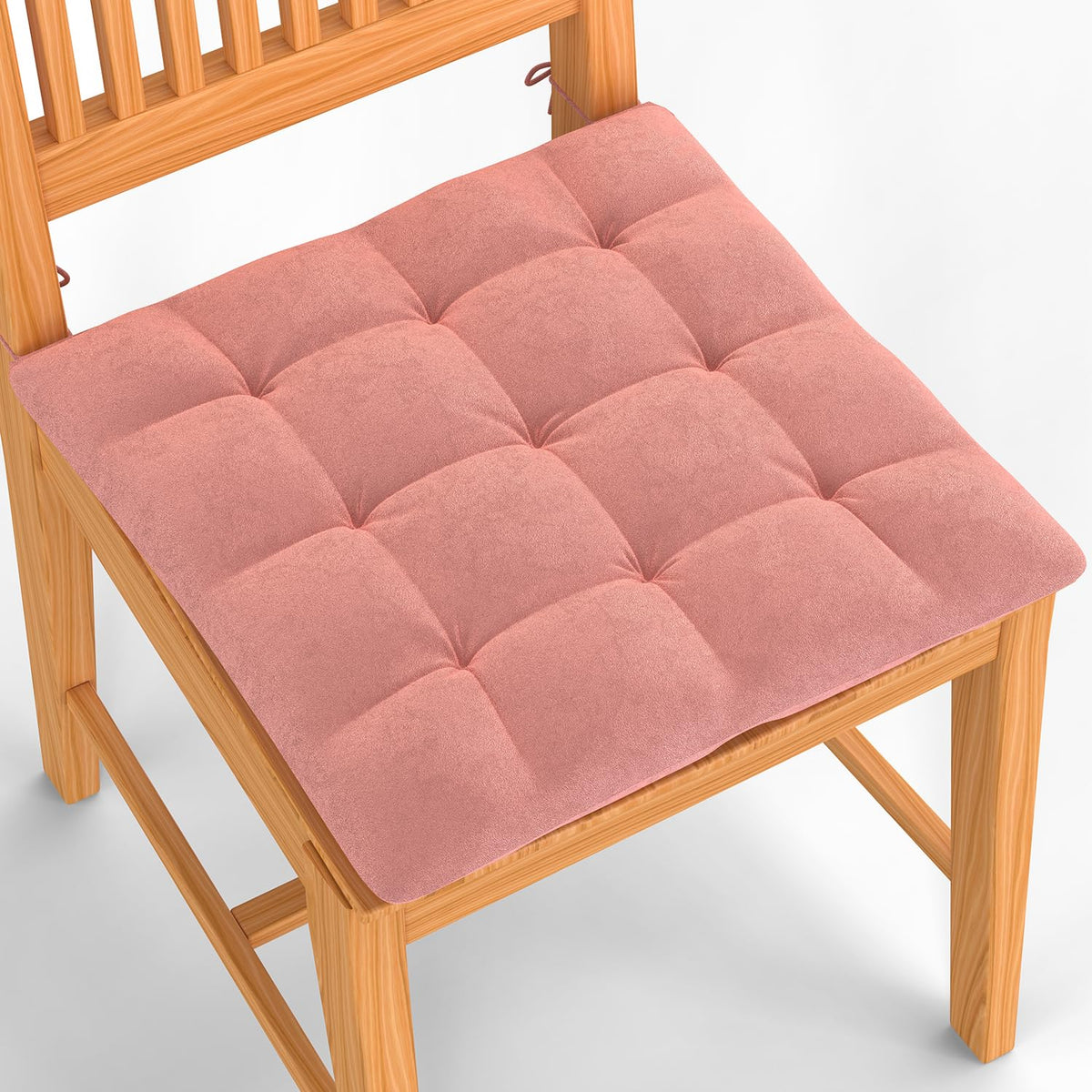 Square Chair Pads Cushion, For Comfortable Sitting, Peach Color - 40 X 40 Cm | Seat Cushions With Ties For Sitting, Pooja, Dining & Office Table | Furniture Cushion, Washable - Pack Of 1
