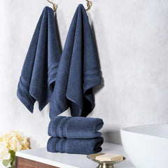 Mytrident Finesse 100% Cotton Hand Towels 800 Gsm (Navy) -4 Piece