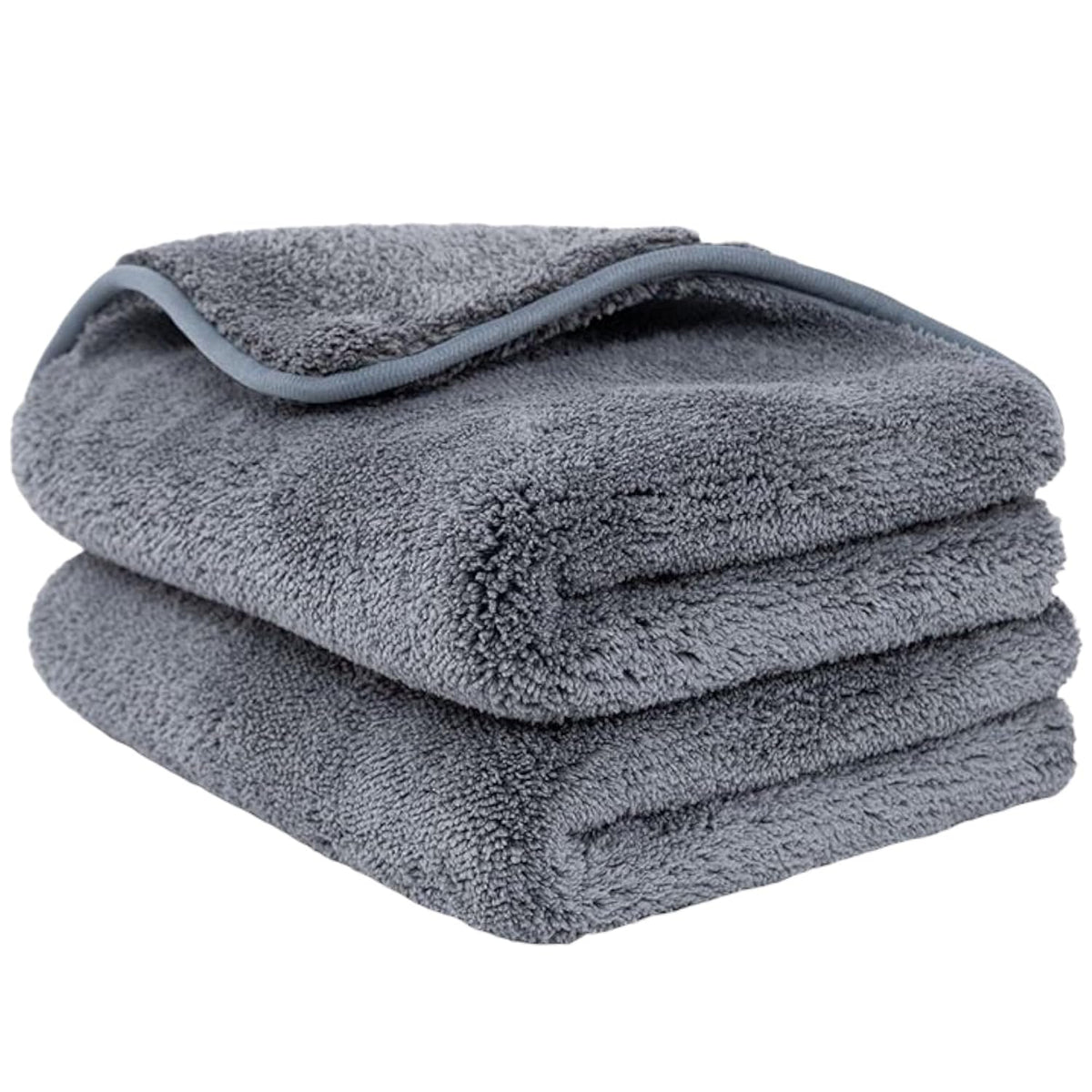 Detachi Dual Sided Microfiber Cloth 400 Gsm | Thick Lint & Streak-Free Multipurpose Cloths | Absorbent Extra Thick Plush Towel For Cleaning, Washing & Drying - Grey (2 Pcs)