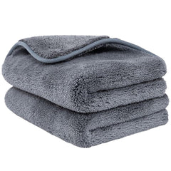 Detachi Dual Sided Microfiber Cloth 400 Gsm | Thick Lint & Streak-Free Multipurpose Cloths | Absorbent Extra Thick Plush Towel For Cleaning, Washing & Drying - Grey (2 Pcs)