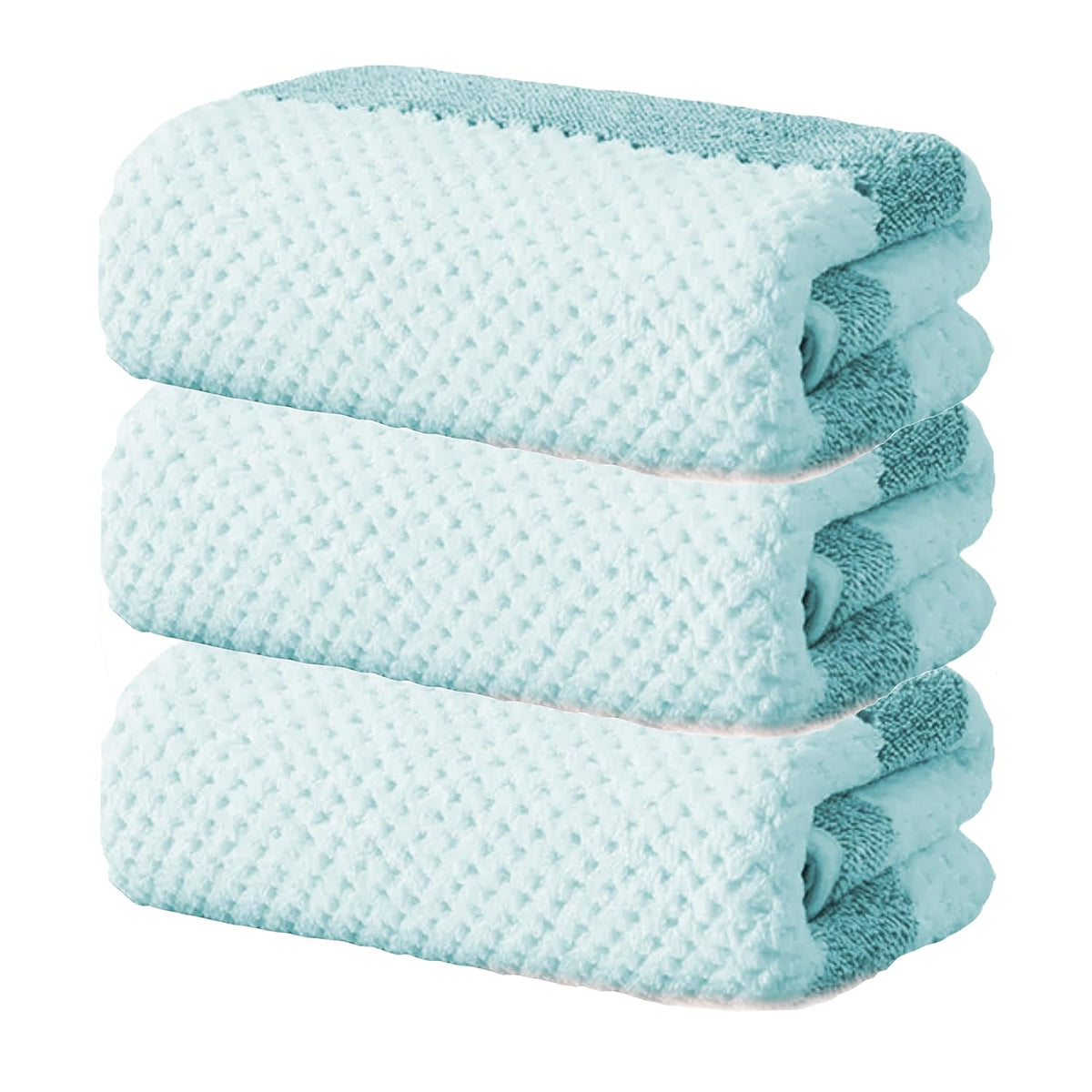 Black Gold The Finer Touch Soft Hand Towel 600 Gsm | Ultra Absorbent, Quick Drying, Cotton-Feel Microfiber Green & White Stripes -Pack Of 3