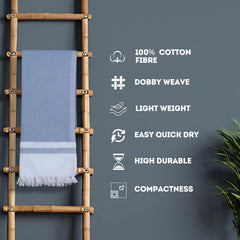 Pure Cotton Turkish Bath Towel 350 Gsm | Extra Soft Plush Light Weight Quick Dry Travel Thin Towels (Elephant Grey)