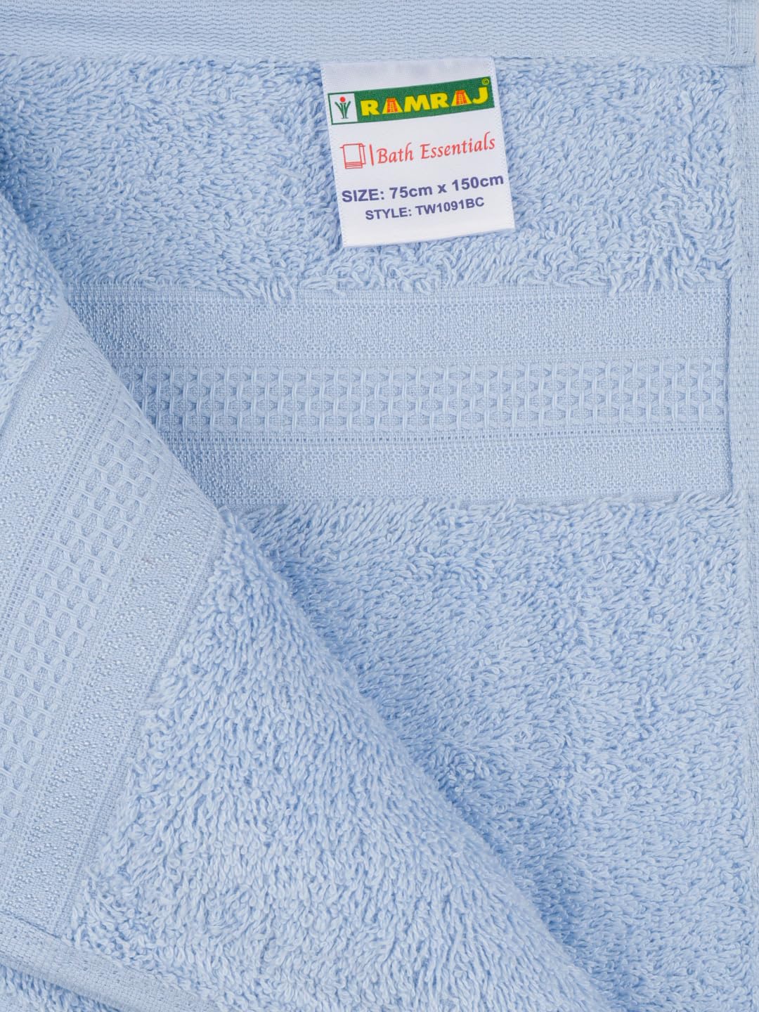 Ramraj Cotton Bamboo Terry Bath, Hand & Face Towel 850 Gsm | Quick Dry & Anti Microbial Combo Towel (Light Blue) - Set Of 3
