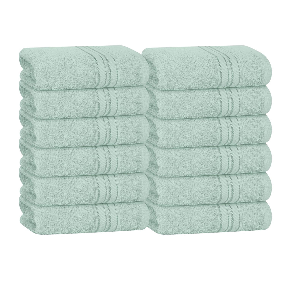 Boutiquo Ultra Soft 100% Cotton Washcloths 1800 Gsm | Contains Face Cloths Compact & Lightweight Multi Purpose Washcloths - Sea Green (12 Piece)