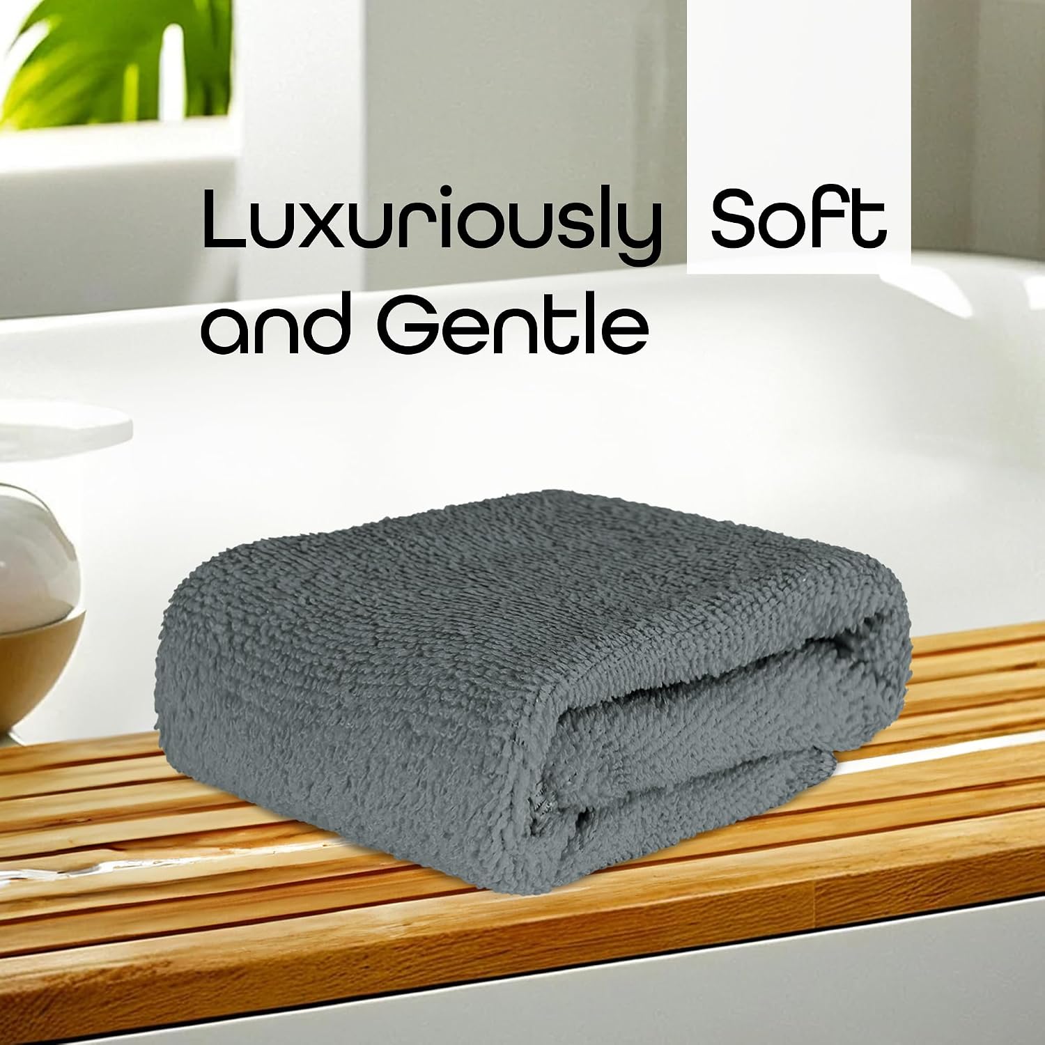 Kuber Industries Super Absorbent & Reusable Microfibre Face Towel 1300 Gsm (Plain Ash Grey) - Pack Of 12