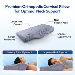 Ultimate Neck Contour Cervical Plus Pillow, Ergonomic Memory Foam Best Pillow - Large | Orthopedic For Neck, Back Pain, Shoulder Pain, For Cervical Spine Neck Pain Relief - Premium Pillow