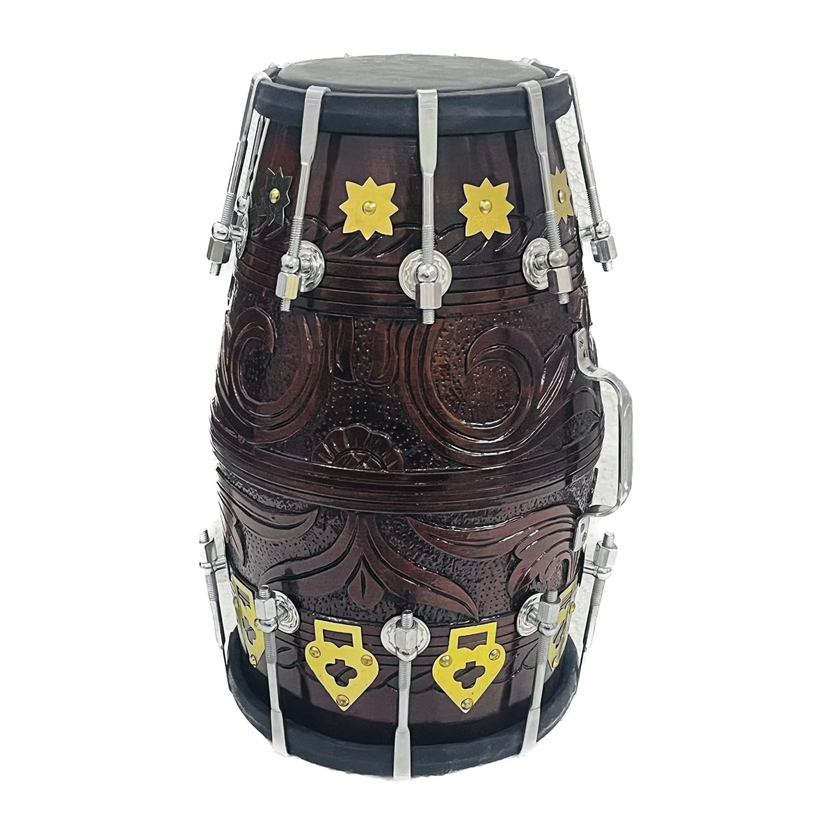 Hand Made Indian Sheesham Wood Dholak Drum With Bag - Black | Perfectly Symmetric Round Dholak - Dholak For Festival, Wedding, Satsang | Very Easy To Tune