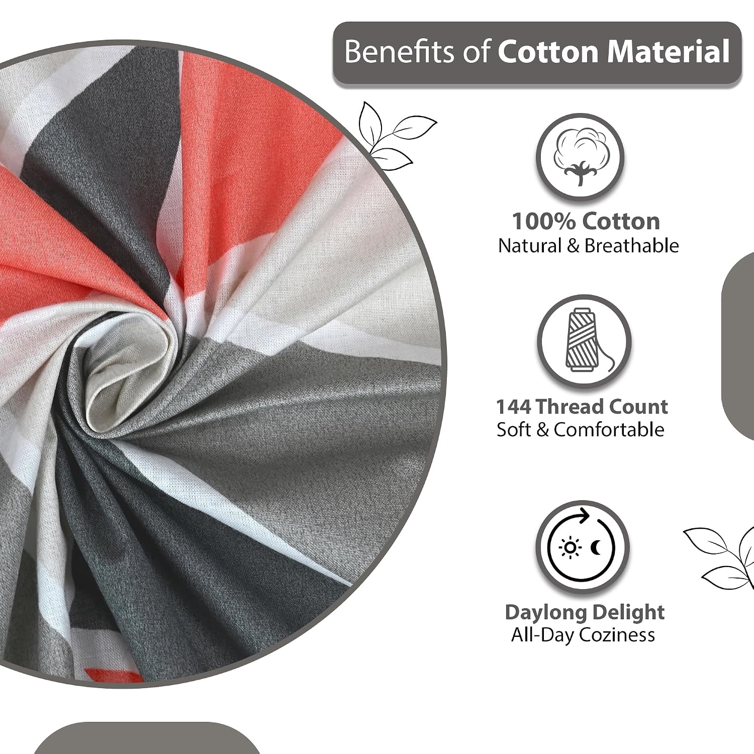 Bedsheet For Single Size Bed With 1 Pillow Cover - 57 X 87 Inches, Red & Grey | Gifts For Wedding Or Anniversary, Surprise, Soft, Breathable, & Comfortable Bedsheet