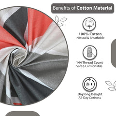 Bedsheet For Single Size Bed With 1 Pillow Cover - 57 X 87 Inches, Red & Grey | Gifts For Wedding Or Anniversary, Surprise, Soft, Breathable, & Comfortable Bedsheet