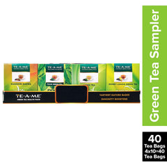 TE-A-ME Assorted Green Tea Bags - Pack Of 40 Tea Bags | Kashmiri Kahwa+ Tulsi+ Green Tea+ Honey Lemon Green Tea Bags - Contains Caffeine