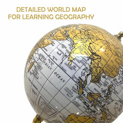 Rotating Globe With Elegant Wood & Marble Base For Home Decor, Office Table, Gift, Kids Room Decor, Living Room Showpiece, Pack Of 1