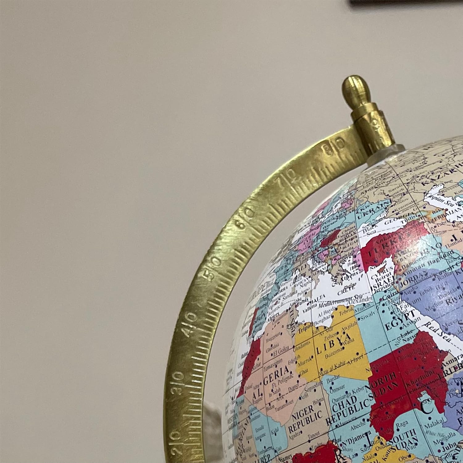 Antique Metal Globe 8 Inch With Arc & Cylinder Stand - Political Map, Multicolored, For Kids & Students Learning, Pack Of 1