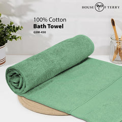 House Of Terry 100% Cotton Bath Towel 900 Gsm | Quick Dry, Soft & Absorbent, Fade-Resistant, Skin-Friendly For Men & Women Towel (Green) - Pack Of 2