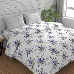 Super King Size Bedsheets 108 X 108 Inches With 2 Pillow Covers, Lavender & Grey | Premium Super Soft Super Cotton Bedsheet