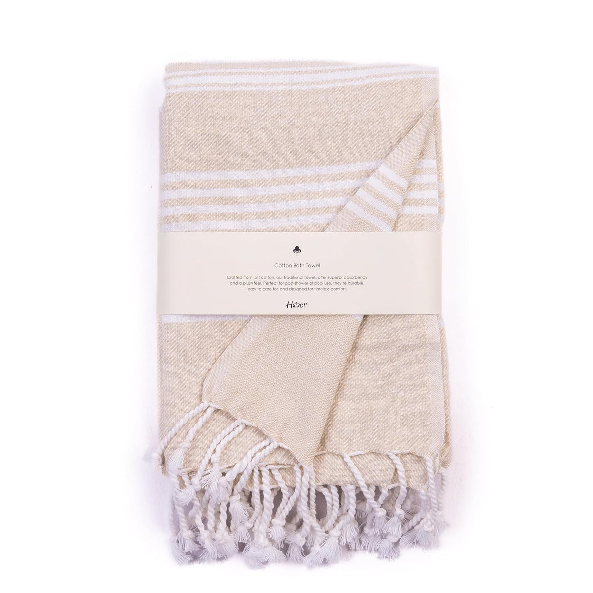 Haber Premium Basic Large Size 100% Cotton Towel 300 Gsm | Soft, Absorbent & Comfortable Quick Dry Bath Towels - Beige (1 Pcs)