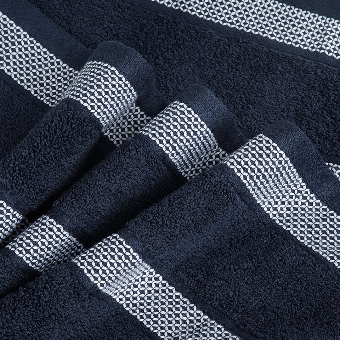 Casa Copenhagen Egyptian Cotton Exotic Hand Towel 400 Gsm (Navy)- 2 Pcs