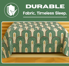1 Double Bedsheet With Two Pillow Covers - 90 X 94 Inches, Green & Ivory | 300 Thread Count Super Soft Bed Sheet For King Size Bed