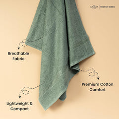 Akiko Home 100% Cotton Trident Series Bath Towels | Premium, Soft, Absorbent, Quick Dry & Durable, Large Size Towel For Men & Women 400 Gsm (Green)
