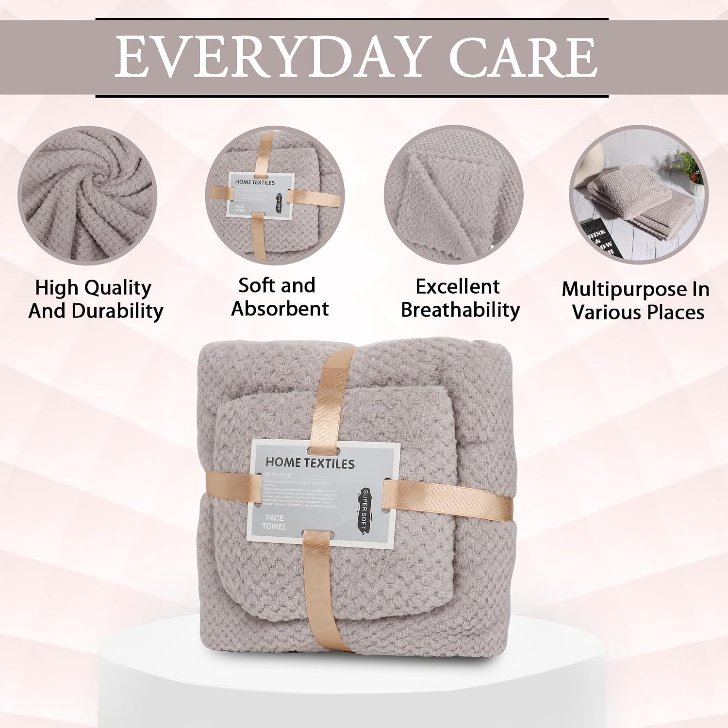 Homecloud Ultra Soft Bath & Face Towel Set 300 Gsm | 3x Softer Than Cotton Towels | Highly Absorbent & Ultra Fast Dry | Set Of 2 (Dots Grey)