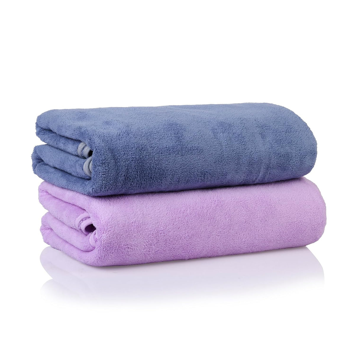 Glivary Microfiber Towels 640 Gsm | Bath-Soft Towel With Hook Quick Dry Super Absorbent-Bath Towel For Men & Women (Purple & Blue) | Pack Of 2
