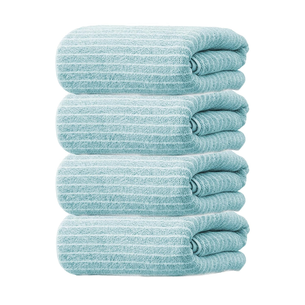 Black Gold The Finer Touch Microfiber Striped Hand Towel 800 Gsm | Soft & Quick Dry, Lightweight & Absorbent Face Towel (Green) - Pack Of 4