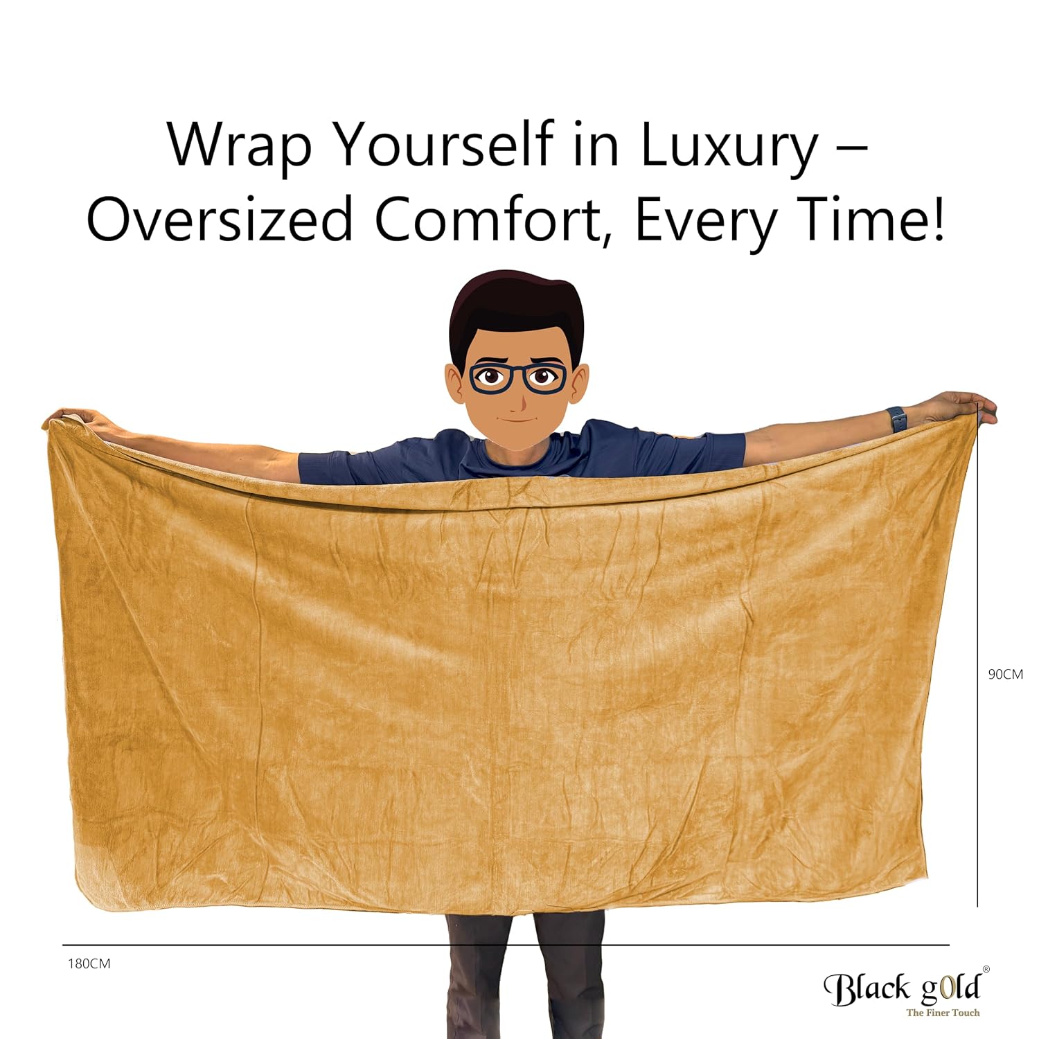 Black Gold The Finer Touch Oversized Microfiber Bath Towel 1800 Gsm | Soft Quick-Dry Microfiber Towel For Men & Women (Beige)- Pack Of 3
