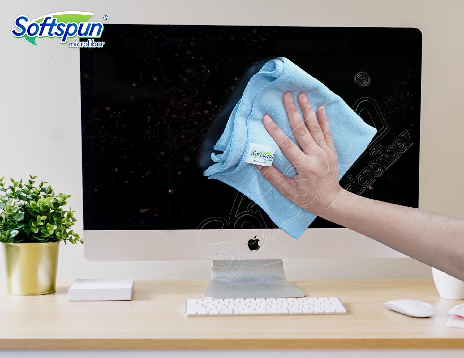 Softspun Microfiber Cloth 340gsm | Super Soft Absorbent Cleaning Towels Cleans & Polishes Everything In Your Home (Pack Of 5)- Sky Blue