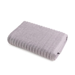 Vilasiya 100% Cotton Elace Ribbed Style Bath Towel 600 Gsm | Zero Twist Yarn Luxurious Soft, Extra Absorbent & Plushy (Light Grey)