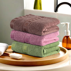Kuber Industries Pack Of 3 Cotton Hand/Face Towels For Men & Women | Easily Washable | Workout Gym Napkins For Men | Pocket Towel (Green-Pink & Brown)