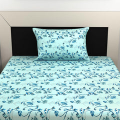 Bedsheet For Single Size Bed With 1 Pillow Cover - 57 X 87 Inches, Blue | Gifts For Wedding Or Anniversary, Surprise, Soft, Breathable, & Comfortable Bedsheet